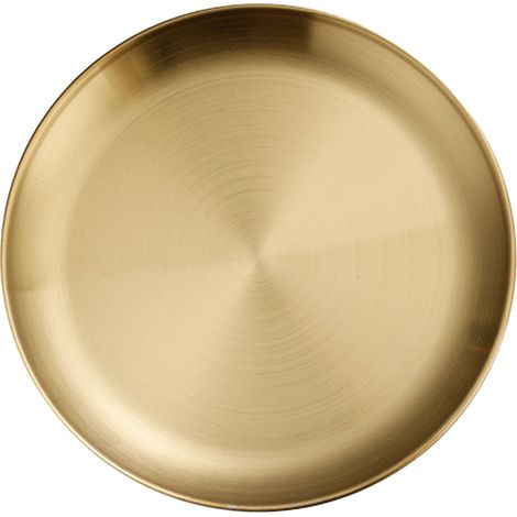 Edelstahlplatte, runde goldfarbene Metall-Essgeschirre, wiederverwendbares, rostfreies Serviertablett für die heimische Küche und Partys, L 20 cm/7,9 Zoll. (1/5)