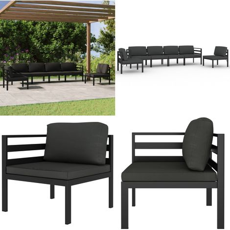 6-tlg. Garten-Lounge-Set mit Kissen Aluminium Anthrazit - Aluminiummöbel - Gartensofa (1/5)