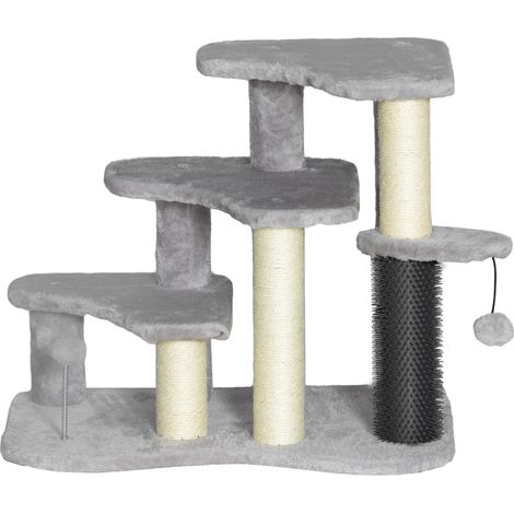 Arbre à chat tour à manche 50 cm gris clair avec plateformes boules peluche pour chat -5 kg