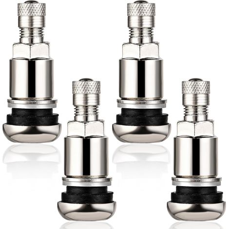 Lot de 4 tiges de valve universelles en métal argenté 11,3 mm haute pression pour voitures, SUV, camions (1/5)