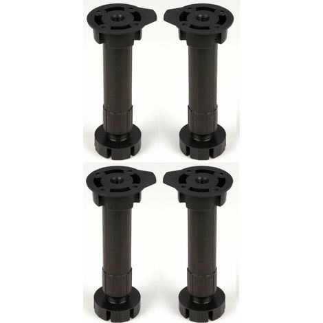 Set di 4 piedini regolabili per mobili, 144-165 mm, portata 300 kg, base in plastica avvitabile, per cucina e bagno. (1/2)