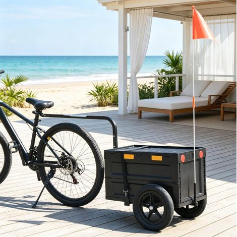 Rimorchio cargo pieghevole per bici 65 L, 30 kg, PP e acciaio nero DESVIAE (1/5)