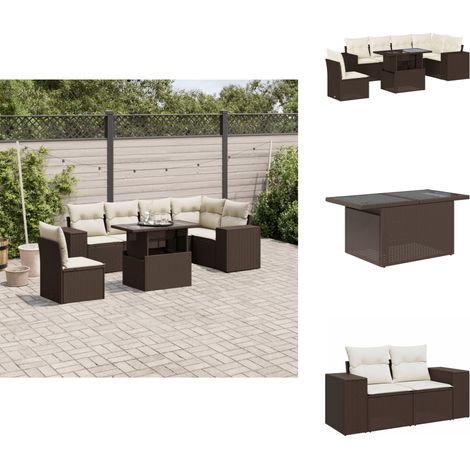 Salon de jardin avec coussins 7 pcs marron résine tressée - Ensemble De Canapés De Jardin - Ensembles De Canapés De Jardin - Ensemble De Canapés D'extérieur - Ensemble De Canapés De Patio (1/5)
