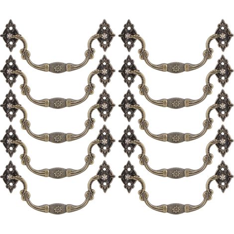 GABRIELLE - Paquete de 10 pomos vintage para muebles, pomos antiguos para cajones con tornillos, pomos vintage de aleación de zinc para puertas de muebles, armarios y roperos (bronce)