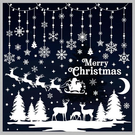 Stickers Autocollant Noel Fenêtre - 209Pcs Stickers Noël Fenêtre Reutilisable Blanc, Autocollants Vitre Noël électrostatique PVC, Flocons de Neige Decoration Noel Interieur Maison (1/5)