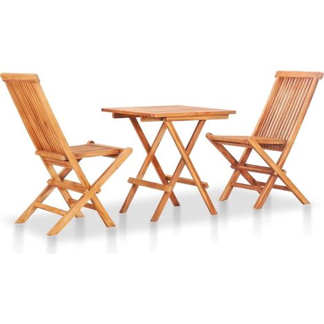 Mesa y sillas de jardín plegables 3 pzas madera maciza de teca vidaXL (1/2)