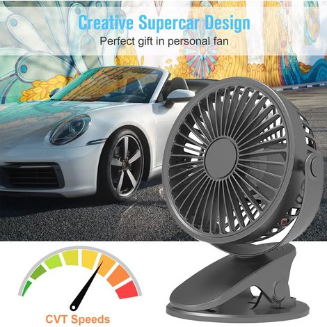 Ventilateur Pince - USB Alimenté - 40 dB Silencieux - Portée 3 M - Rotation 360° - Fixation Jusqu'à 6,35 cm - Bureau Chambre Voiture - 1 Pièce (1/5)