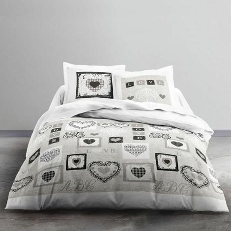 Oggi Set di lenzuola in cotone per 2 persone - 240x260 cm - Stampa Bianco Eden (1/3)