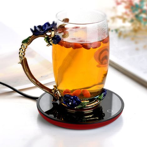 Tapis chauffant électrique étanche pour tasse, réchaud à café thé lait, rouge, 220V UE (1/4)