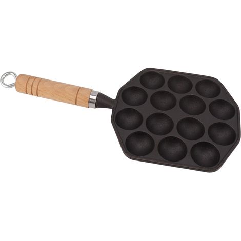 Plaque à takoyaki 14 trous en fonte haute conductivité thermique, poêle multifonction isolante pour grillades de boulettes de poulpe, parfait pour desserts et cuisine (1/5)