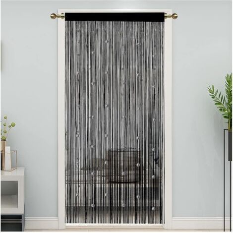 QORVA-noir, 100 x 200 cmRideau de porte en perles, moustiquaire pour portes, fenêtres, cloison de séparation de pièces, panneaux de porte, de salon, de chambre à coucher, de placard (1/4)
