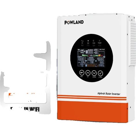 Inversor solar híbrido, potencia de salida nominal de 6,5 kVA, potencia máxima de 12 kVA, tensión nominal de la batería de 48 V CC, potencia máxima del conjunto fotovoltaico de 9000 W, salida de onda (1/5)