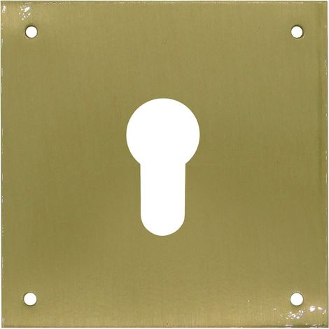 Placa bocallave, pera, modelo plp13, de latón con acabado latón satinado, 80 x 80 mm