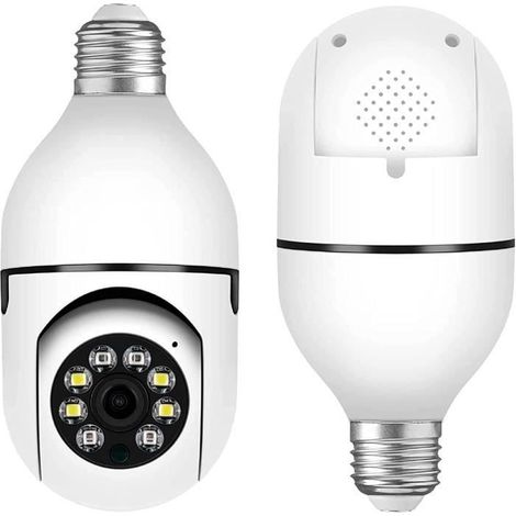 Filiyano-Caméra ampoule WiFi 2,4 GHz, caméra IP panoramique sans fil, caméras de sécurité à 360° avec détection de mouvement humain [O1784] (1/4)