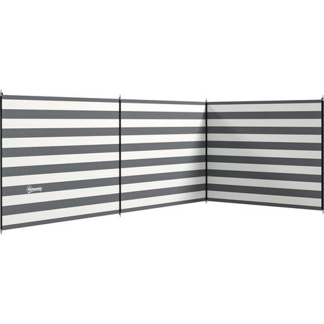 Paravent brise-vent de camping portable pliable avec sac de transport et poteaux en acier dim. 540 cm x 150 cm (1/5)