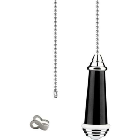 Pull Chain Extension with Ball Chain 85cm Length 8cm Length for Bathroom Lamp Toilet Fan Switch (Black) (1/5)