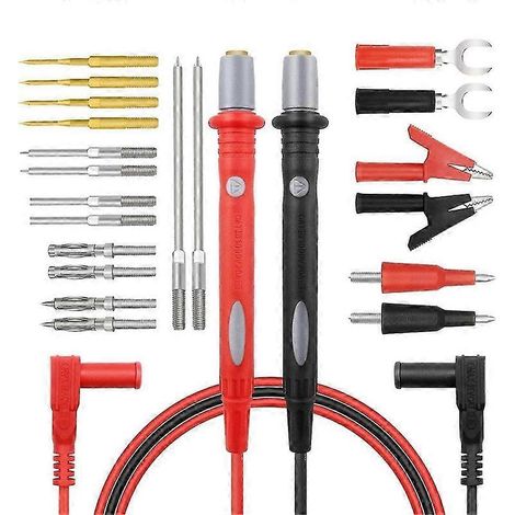 Kit de 22 cordons de test pour multimètre, cordons de test à sonde arrière, sondes pour multimètre, cordons de test avec pinces crocodiles, sondes (1/5)