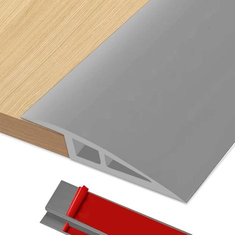 Barre de Seuil Rattrapage de Niveau, 2M x 5cm Barre de Seuil Multiniveau Adhesive PVC, Seuil de Porte Rattrapage Niveau pour Hauteur du Seuil 5mm 10mm (Gris) (1/5)