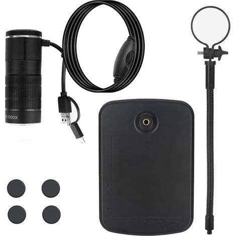 Microscopio 3 en 1 para teléfonos móviles, ordenadores Android, USB-C, microscopio digital, microscopio infantil AN104 negro (1/5)