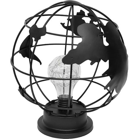 PATKAW Lampe Globe de Table Créative en Fer et Plastique Noire (1/5)