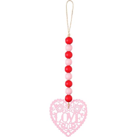Pendentif En Bois - Guirlande De Perles Bois Pour Décoration De Saint-Valentin - Idéal Pour Intérieur Extérieur - Lot De 1 (1/5)