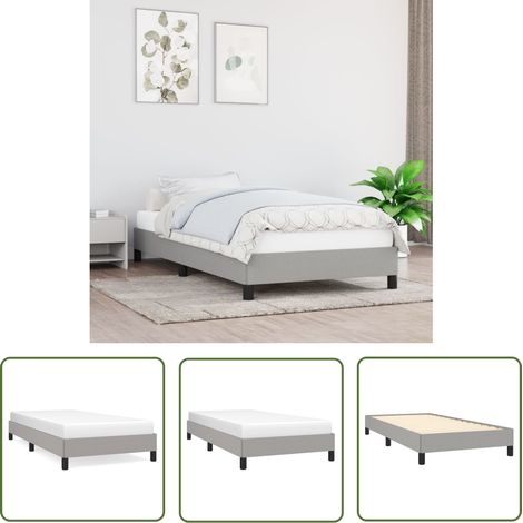 The Living Store Bettgestell ohne Matratze Hellgrau 100x200 cm Stoff - Bettrahmen - Doppelbett - Boxspringbetten - Lattenrost - Schlafzimmermöbel (1/5)
