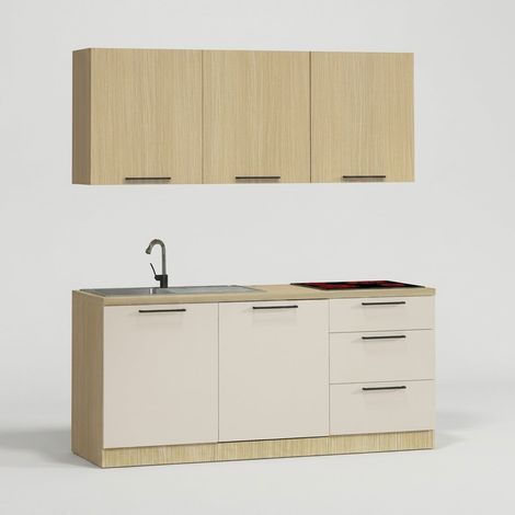 Cucina completa lineare moderna con lavello Arvok 180 - Beige (1/5)
