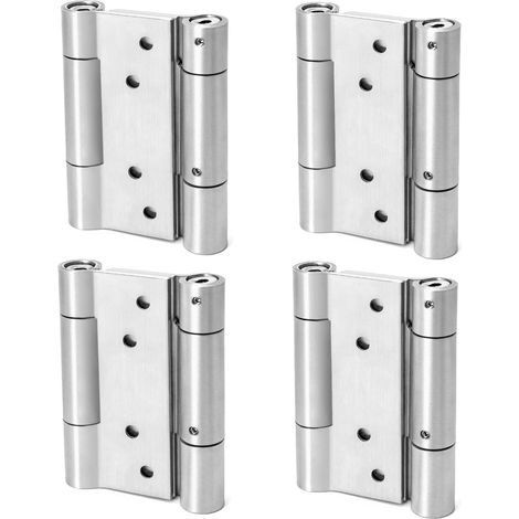4pcs 100mm Double Action 304 Stainless Steel Spring Hinges for Swing Doors Hinge Self Closing Spring Loaded for Coffee and Saloon Door (1/4)