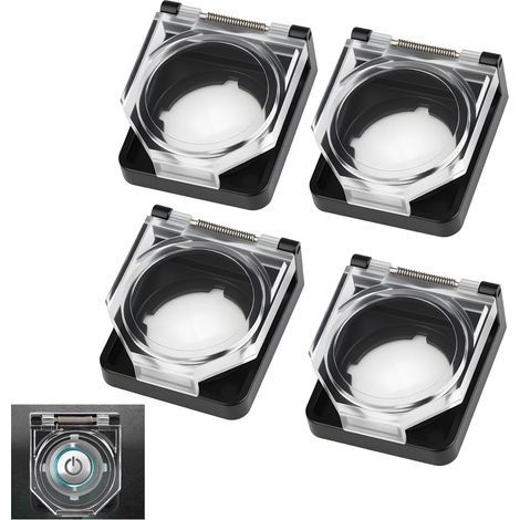 Lot de 4 Couvercles de Protection pour Boutons, Couvercles Étanches et Antipoussière pour Interrupteur d'Alimentation de 22 mm, Protection PC, Transparent (4 Pièces) (1/5)