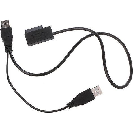 Câble adaptateur USB 2.0 vers SATA 7/6/13 broches avec alimentation externe et convertisseur USB/SATA (1/4)