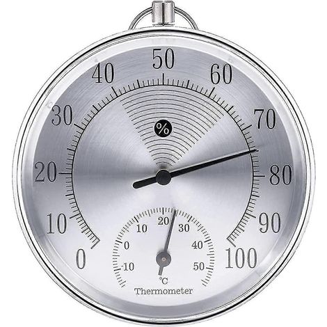 Thermomètre extérieur, 10 cm, analogique sans fil, fixation murale (argent) [jkw] (1/5)