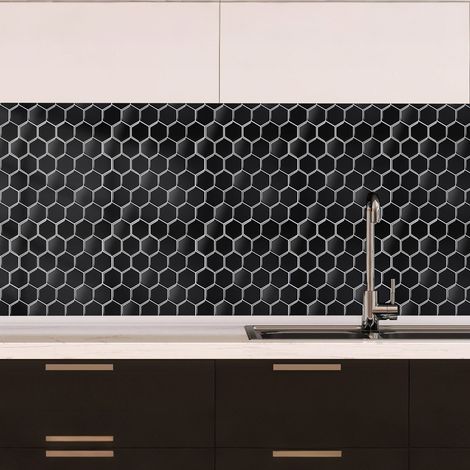 Jiubiaz Stickers carrelage hexagonaux noirs 10 pcs PET résistants à l’eau pour cuisine et salle de bain (1/5)