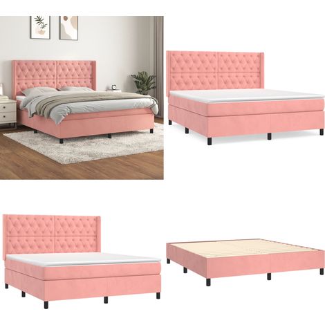Boxspringbett mit Matratze Rosa 160x200 cm Samt - Samtbett - Boxspringbett - Doppelbett - Rosa Bett - Betten Günstig - Home & Living (1/5)