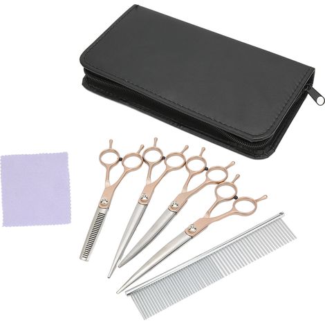 Kit de toilettage pour animaux de compagnie : peigne, ciseaux à double queue de 18 cm pour chiens, chats, lapins et hamsters. (1/5)