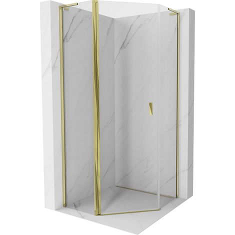 Mexen Mist L cabine de douche pentagonale pivotante 100 x 100 cm, transparent, or - 8A8L-100-100-50-00 (1/5)