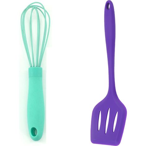 Ustensiles De Cuisine En Silicone - Résistant À La Chaleur Et Anti-Rayures - Pour Casseroles Et Poêles - Lot De 2 (1/5)