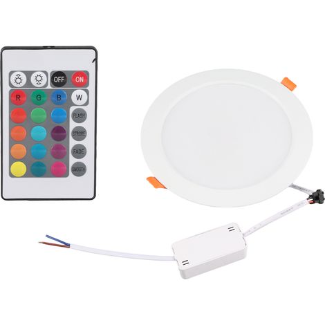 Plafonnier encastré à LED 5W avec télécommande infrarouge, 16 couleurs et 4 modes clignotants, intensité variable, RGBW, couleurs changeantes. (1/5)