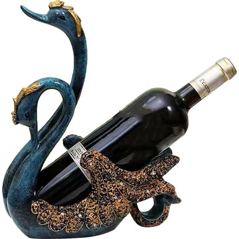 Casier à vin cygne de luxe, meuble de bureau innovant, ornement décoratif pour salon ou bureau, bleu (1/5)