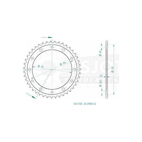 Couronne ESJOT - pas en 525 - 43 dents