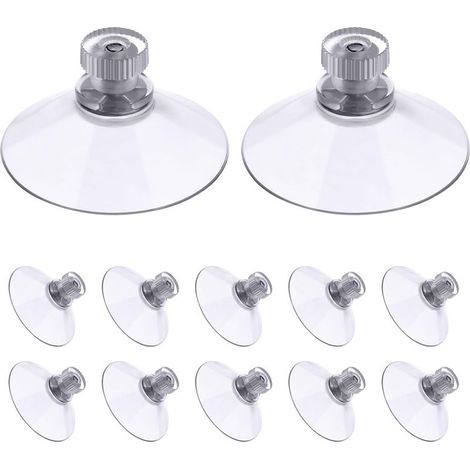 Ventouses à visser (lot de 12) : ventouses transparentes de 50 mm avec tige filetée, en PVC ultra-résistant (1/5)