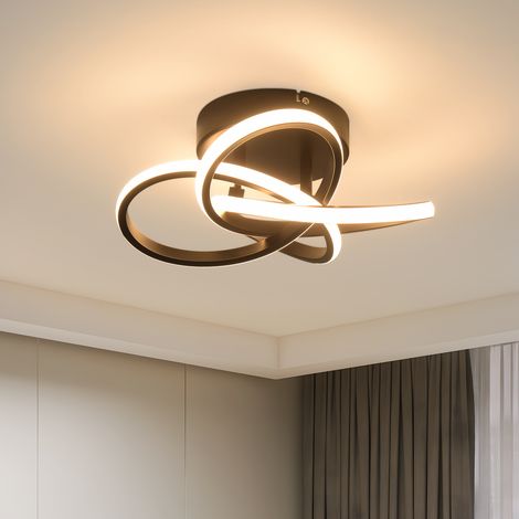 GBLY Deckenlampe LED Deckenleuchte Küche - 28W Küchenlampe Schwarz Modern Vierblättrige Blume Design Schlafzimmerlampe 3000K Warmweiß Flur Metall Deckenleuchten für Büro Wohnzimmer Esszimmer