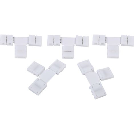 Paquete de 5 adaptadores de conector de clip de 4 pines sin soldadura para tiras de luces LED RGB 5050 de 10 mm (en forma de T).