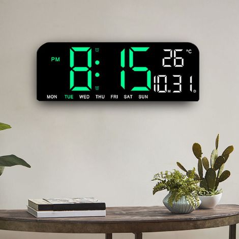 Großer digitaler LED-Wecker mit Temperaturanzeige, Datums- und Wochentagsanzeige, einstellbarer Beleuchtung, zwei Alarmen und USB- oder Batteriebetrieb, 12/24-Stunden-Anzeige, für Schlafzimmer und Bür
