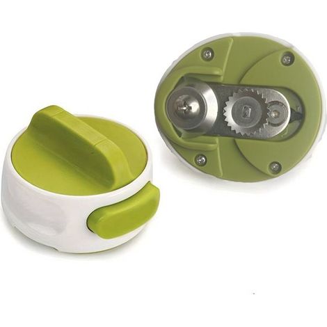 Abrelatas/abrebotellas，Duradero y resistente a la corrosión，portátil y fácil de usar，abrelatas pequeño con pinza automática，blanco/verde (1/5)