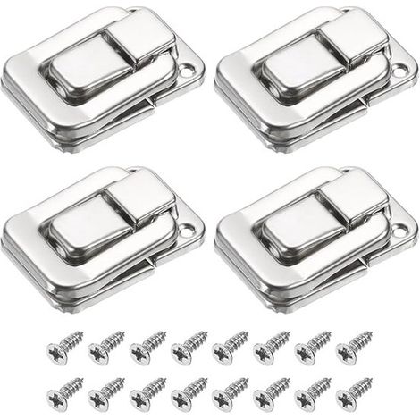 Möbelschlösser – 10 Stück Klappverschlüsse, 40 mm x 27 mm (L x B), Moraillon-Eisenschlösser für Schmuckkästchen, Holztruhen, Werkzeugschränke, Silber