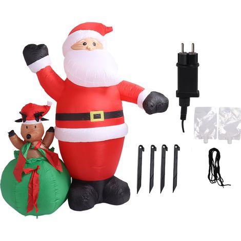 Décorations de Noël Extérieures Gonflables 6.2ft Père Noël et Renne avec LED IP44 pour Jardin Fête 220‑240V (1/5)