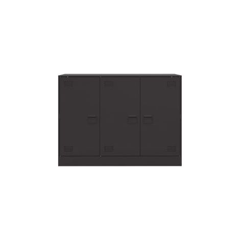 Meuble de rangement 3 portes en acier Lazard 99cm - Style Industriel-Noir (1/5)