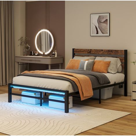 Bett Bettgestell 120x200 mit Stauraum LED Holz OKMYHOME (1/5)