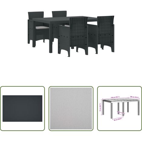 Terrasse - Ensemble de salle à manger pour jardin 5 pcs Anthracite (1/5)