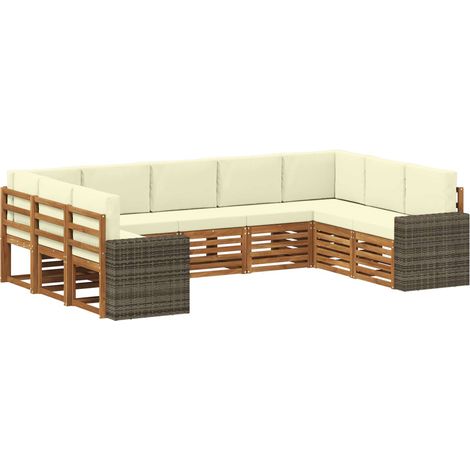 Sectional Sofa Set 9 pcs Natural and Cream Polyester vidaXL (1/5)